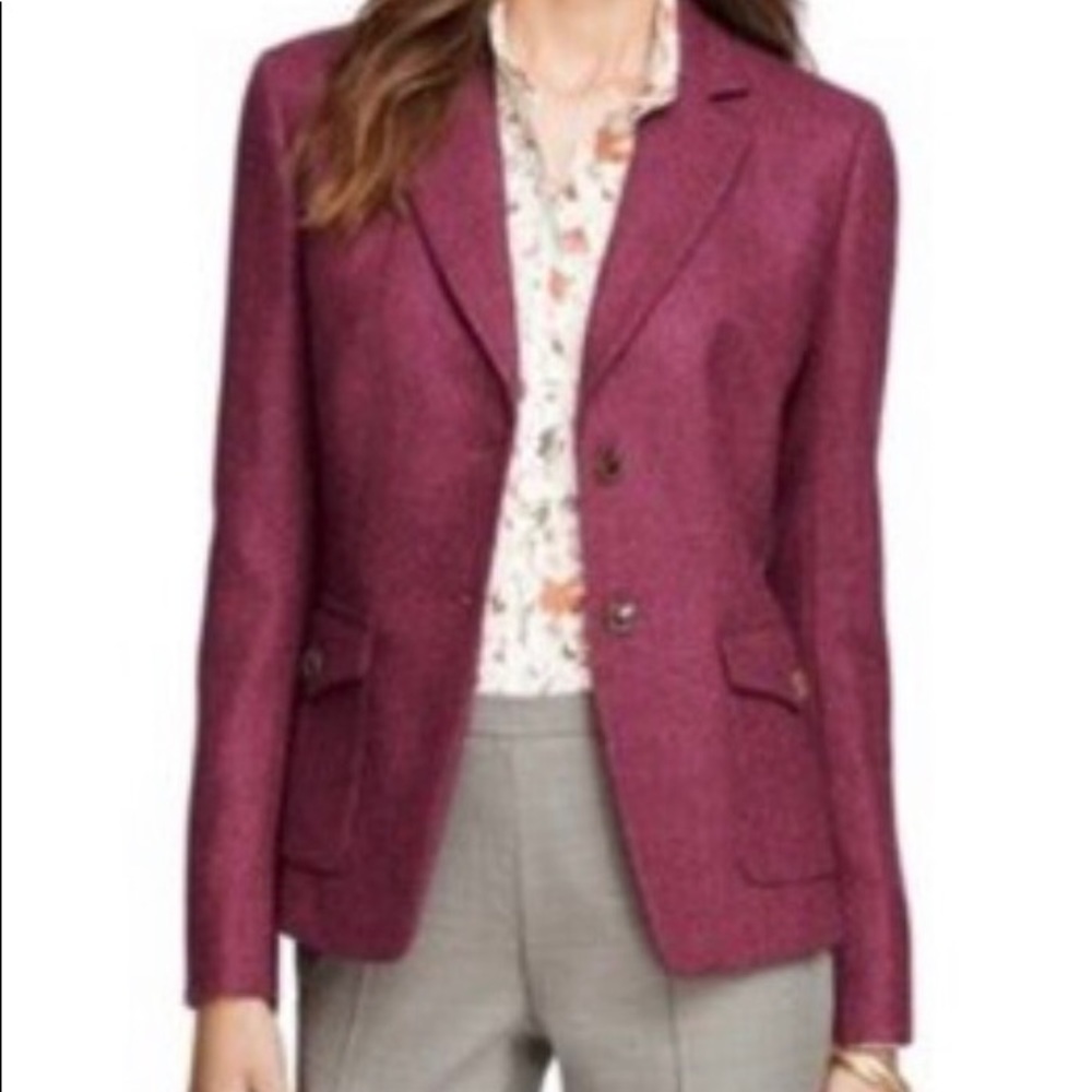 SOLD Brooks Brothers Stellita Fit Blazer, Deep Berry Herringbone, size 6, NWT.